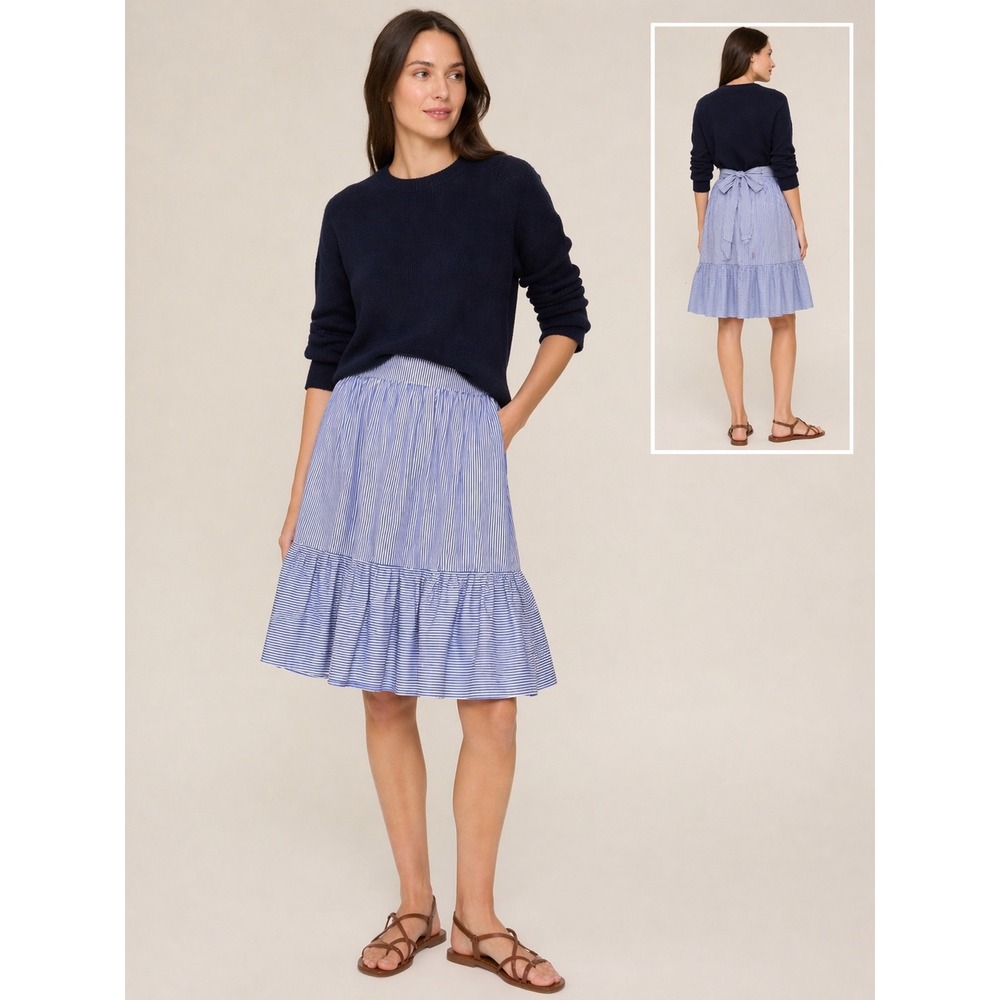 J. Crew Blue Striped Tiered Mini Skirt